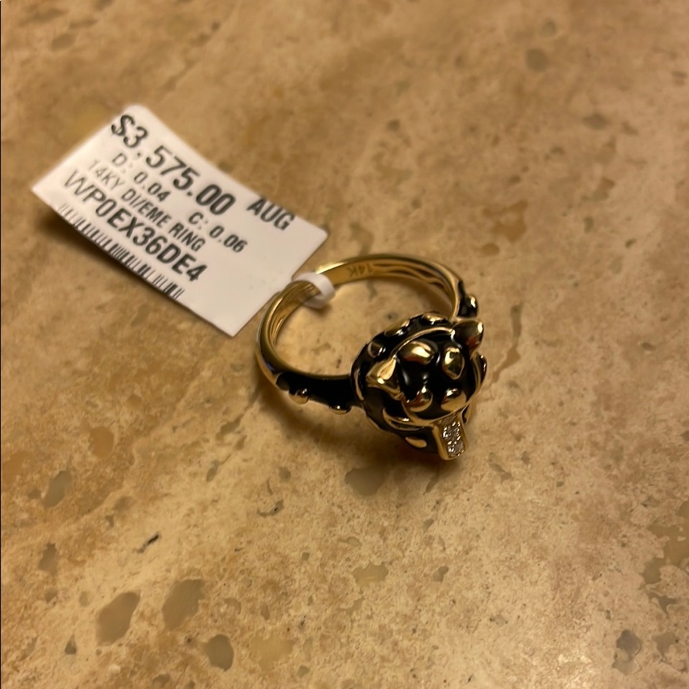 Effy 14kt gold emerald and diamond enamel Gold and Black Designer Ring